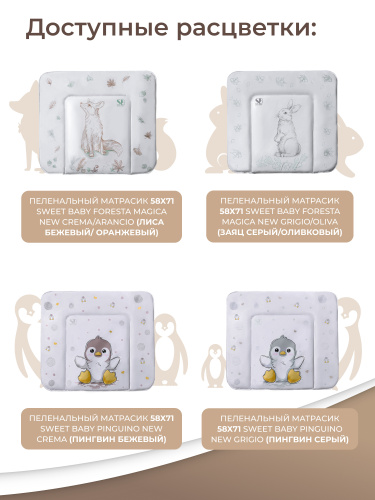 427429 Пеленальный матрасик 80х71 Sweet Baby Pinguino Grigio 05